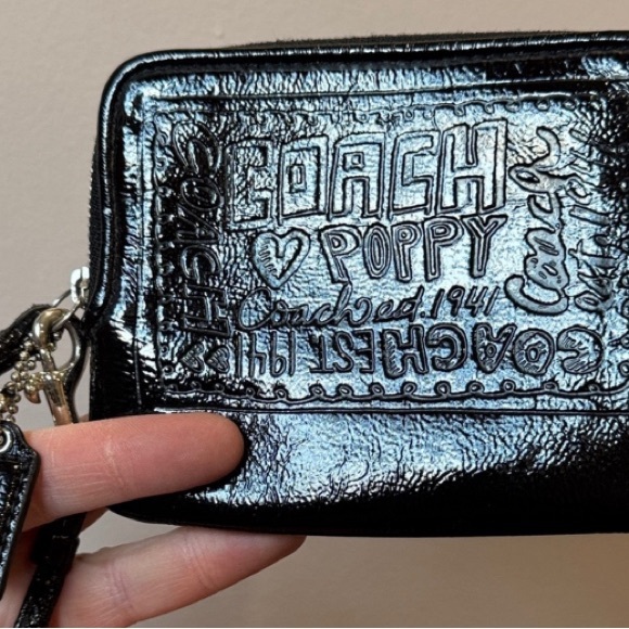 Coach Handbags - Coach Black Poppy Patent Leather Wristlet